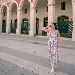 Pink white Floral jumpsuit